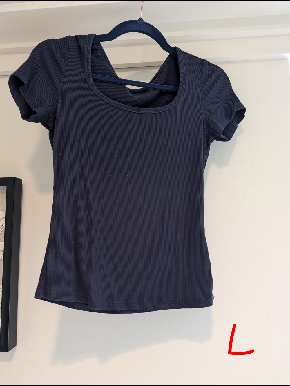 Classic Scoop Neck Ribbed T-Shirt - Navy